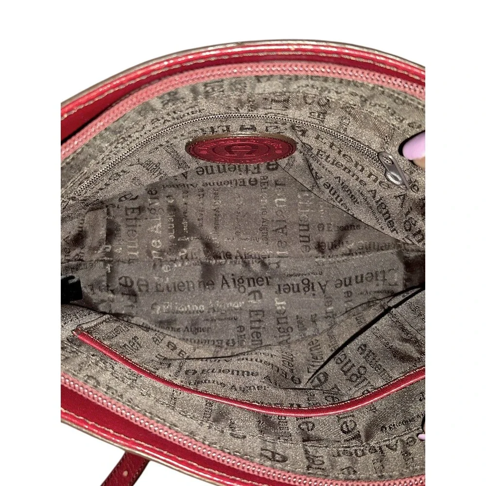 VTG Etienne Aigner Shoulder Bag Ox Blood, 100% Leather Handbag, Polyester Lining